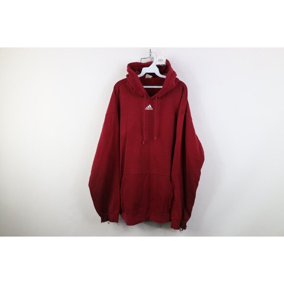 Vintage Y2K Adidas Mens 2XL Distressed Spell Out Center Logo Hoodie Sweatshirt - Picture 1 of 16